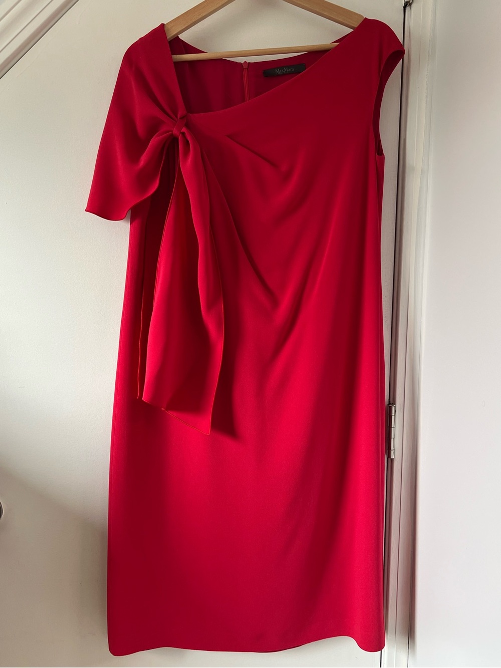 MaxMara Red Asymmetric Bow Dress